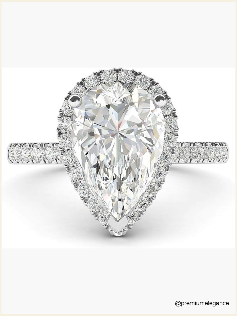 Sterling Silver Pear-Shaped Halo Diamond Simulant Promise Ring